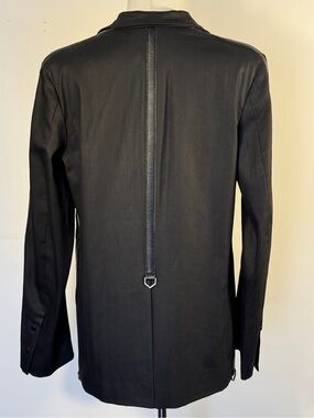 V-Moda Terri King Leather Trim Mens Bondage Dinner Jacket Blazer  Black 44 USA